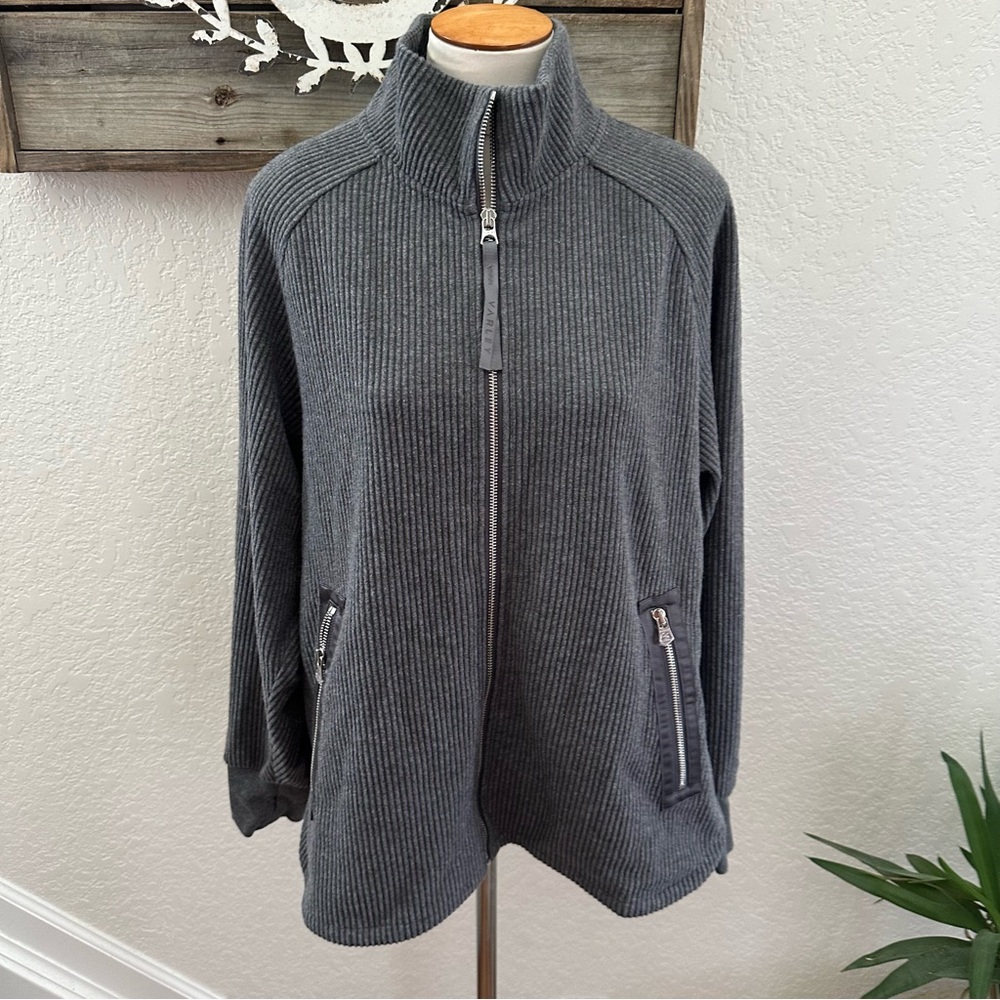 Varley Charcoal Ribbed Full Zip Jacket Ladies Large
